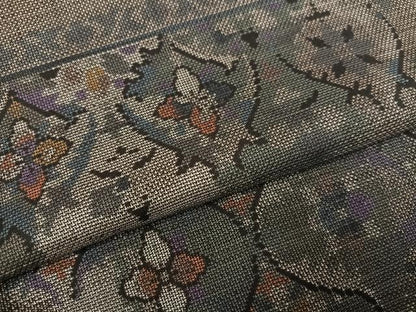 平和屋着物●本場大島紬　カタス9マルキ　花尽くし　正絹　逸品　AABE3955ph