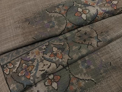 平和屋着物●本場大島紬　カタス9マルキ　花尽くし　正絹　逸品　AABE3955ph