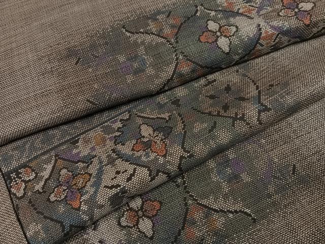 平和屋着物●本場大島紬　カタス9マルキ　花尽くし　正絹　逸品　AABE3955ph