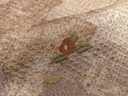 平和屋着物●訪問着 絞り 刺繍 地紙草花文 金彩 正絹 逸品 AABE3957ph