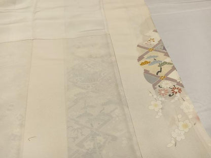 平和屋着物●訪問着　駒刺繍　松皮菱草花宝尽くし　金彩　正絹　逸品　AABE3994ph