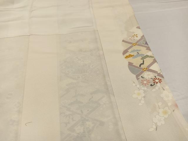 平和屋着物●訪問着　駒刺繍　松皮菱草花宝尽くし　金彩　正絹　逸品　AABE3994ph