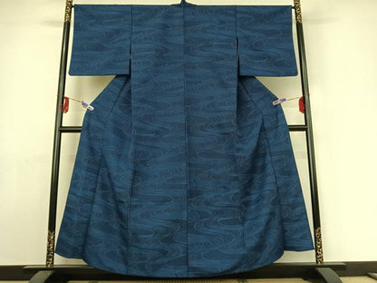 平和屋着物▽小紋 単衣 流水文 洗える着物 AABE4003jh