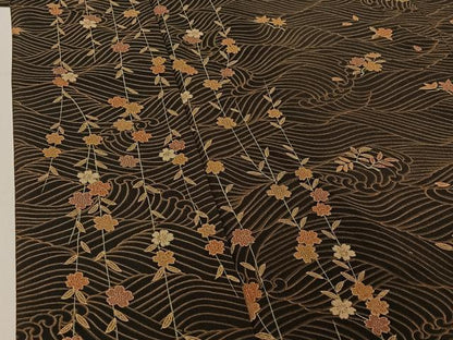 平和屋着物▽小紋 単衣 立波花文 洗える着物 AABE4004jh
