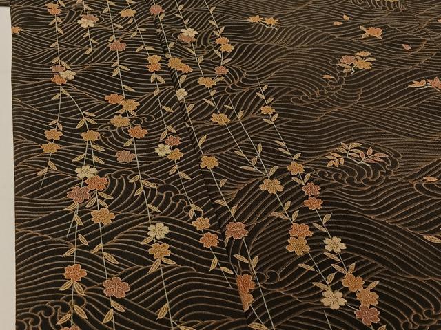 平和屋着物▽小紋 単衣 立波花文 洗える着物 AABE4004jh