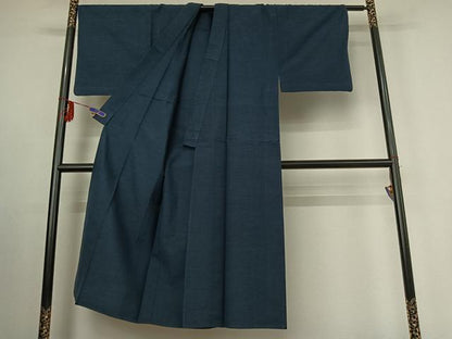 平和屋着物▽男性　紬　単衣　アンサンブル　横段文　正絹　逸品　AABE4006jh