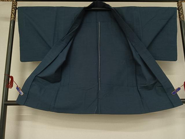 平和屋着物▽男性　紬　単衣　アンサンブル　横段文　正絹　逸品　AABE4006jh