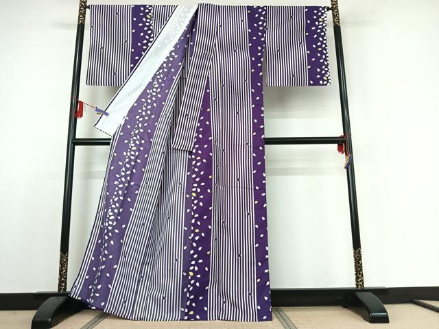 平和屋着物▽小紋　単衣　舞桜文　洗える着物　AABE4008jh 平和屋着物▽小紋 単衣 舞桜文 洗える着物 AABE4008jh