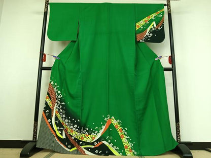 平和屋着物▽訪問着　単衣　吉祥花文　金彩　洗える着物　AABE4010jh