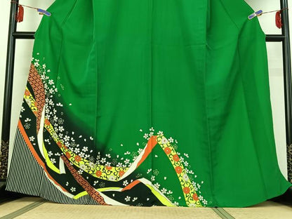 平和屋着物▽訪問着　単衣　吉祥花文　金彩　洗える着物　AABE4010jh