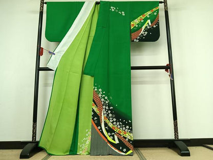 平和屋着物▽訪問着　単衣　吉祥花文　金彩　洗える着物　AABE4010jh
