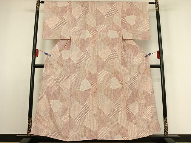 平和屋着物▽上質な小紋　単衣　切嵌吉祥文　正絹　逸品　AABE4014jh