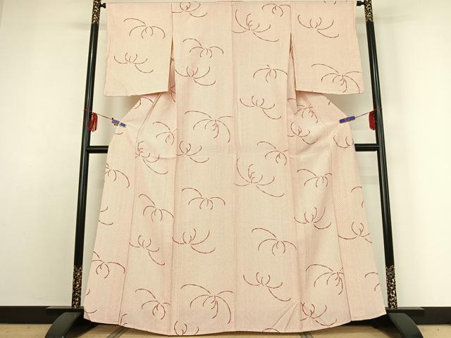 平和屋着物▽上質な小紋 単衣 鹿の子文様 正絹 逸品 AABE4015jh