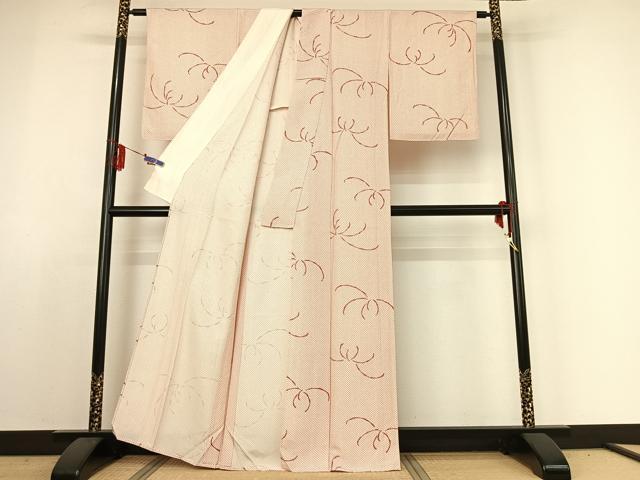 平和屋着物▽上質な小紋 単衣 鹿の子文様 正絹 逸品 AABE4015jh