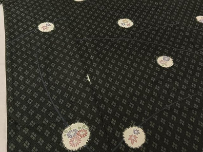 平和屋着物▽小紋 単衣 花丸文 洗える着物 AABE4023jh