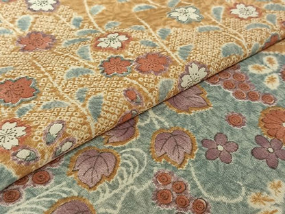平和屋着物▽小紋　単衣　流水花文　洗える着物　AABE4024jh
