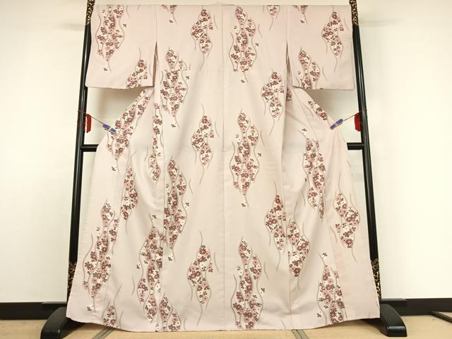 平和屋着物▽小紋　単衣　立涌花文　洗える着物　AABE4025jh