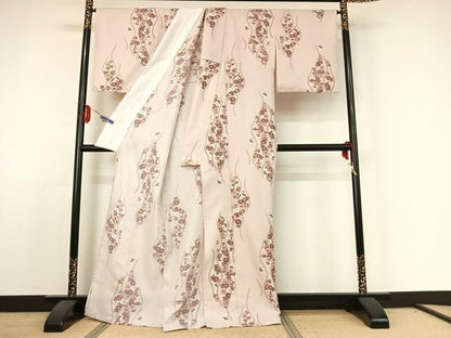 平和屋着物▽小紋　単衣　立涌花文　洗える着物　AABE4025jh