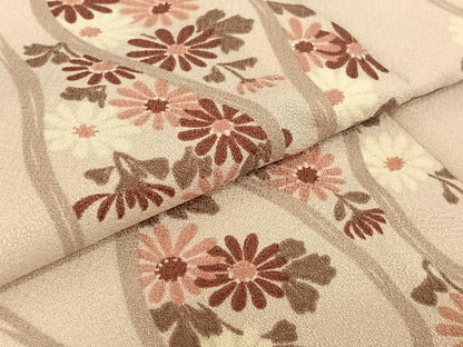 平和屋着物▽小紋　単衣　立涌花文　洗える着物　AABE4025jh