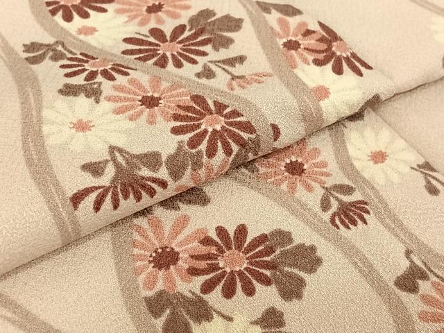 平和屋着物▽小紋　単衣　立涌花文　洗える着物　AABE4025jh