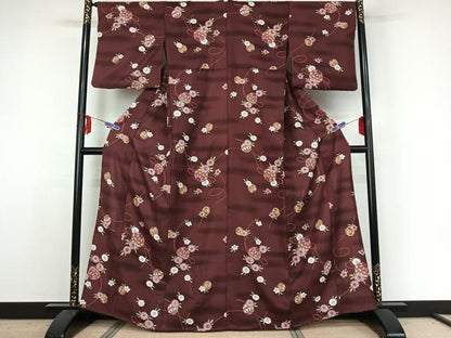 平和屋着物▽小紋　単衣　花鞠文　洗える着物　AABE4026jh