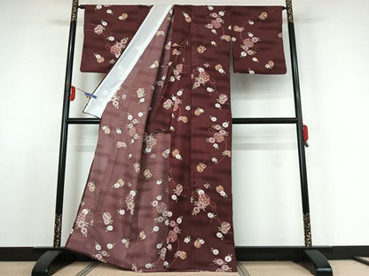 平和屋着物▽小紋　単衣　花鞠文　洗える着物　AABE4026jh