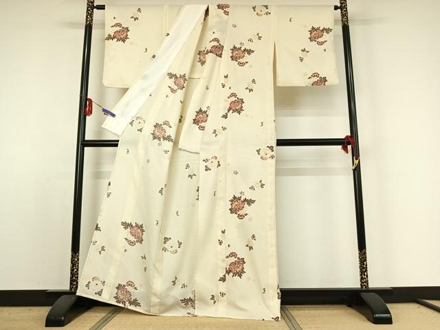 平和屋着物▽小紋 単衣 流水花文 洗える着物 AABE4028jh