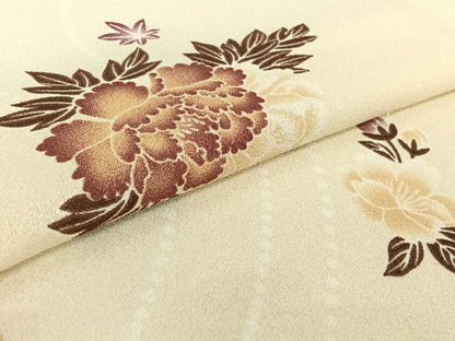 平和屋着物▽小紋 単衣 流水花文 洗える着物 AABE4028jh