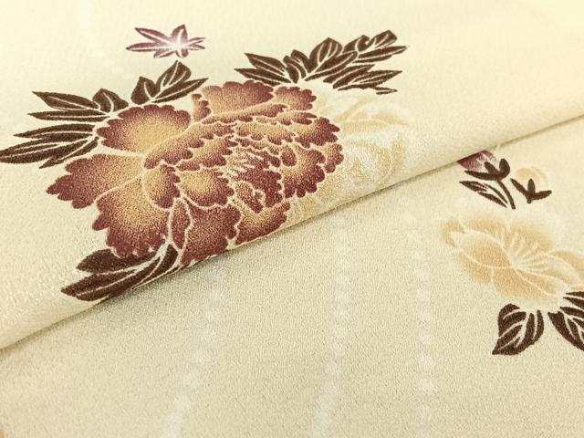 平和屋着物▽小紋 単衣 流水花文 洗える着物 AABE4028jh