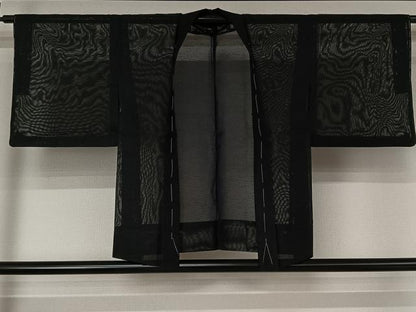 平和屋着物▽羽織　スリーシーズン　春夏秋　塵除け　霞文　暗黒色　正絹　逸品　AABE4029jh
