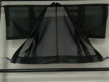 平和屋着物▽羽織　スリーシーズン　春夏秋　塵除け　霞文　暗黒色　正絹　逸品　AABE4029jh