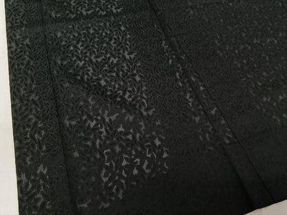 平和屋着物▽羽織 スリーシーズン 春夏秋 塵除け 草葉地紋 暗黒色 正絹 逸品 AABE4030jh