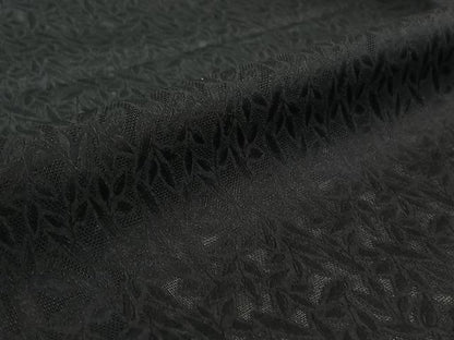 平和屋着物▽羽織 スリーシーズン 春夏秋 塵除け 草葉地紋 暗黒色 正絹 逸品 AABE4030jh