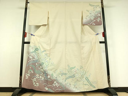 平和屋着物▽訪問着 単衣 辻が花 暈し染め 金彩 洗える着物 AABE4032jh