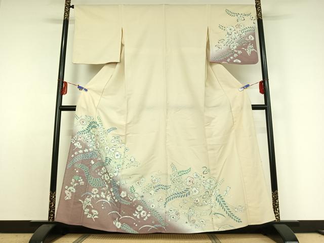 平和屋着物▽訪問着 単衣 辻が花 暈し染め 金彩 洗える着物 AABE4032jh