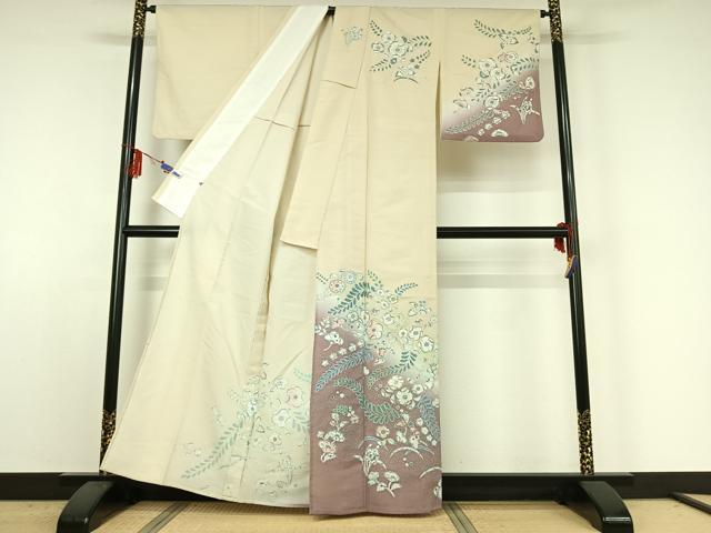 平和屋着物▽訪問着 単衣 辻が花 暈し染め 金彩 洗える着物 AABE4032jh