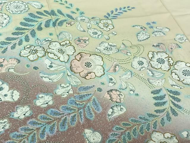平和屋着物▽訪問着 単衣 辻が花 暈し染め 金彩 洗える着物 AABE4032jh