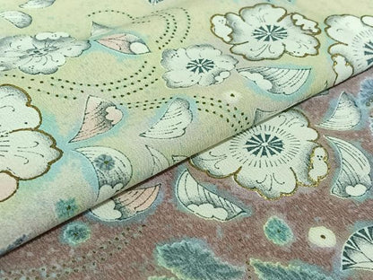 平和屋着物▽訪問着 単衣 辻が花 暈し染め 金彩 洗える着物 AABE4032jh
