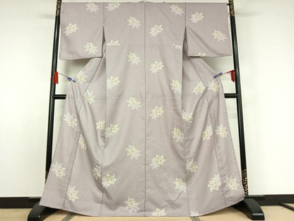 平和屋着物▽小紋 単衣 舞花文 洗える着物 AABE4034jh