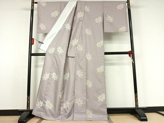 平和屋着物▽小紋 単衣 舞花文 洗える着物 AABE4034jh