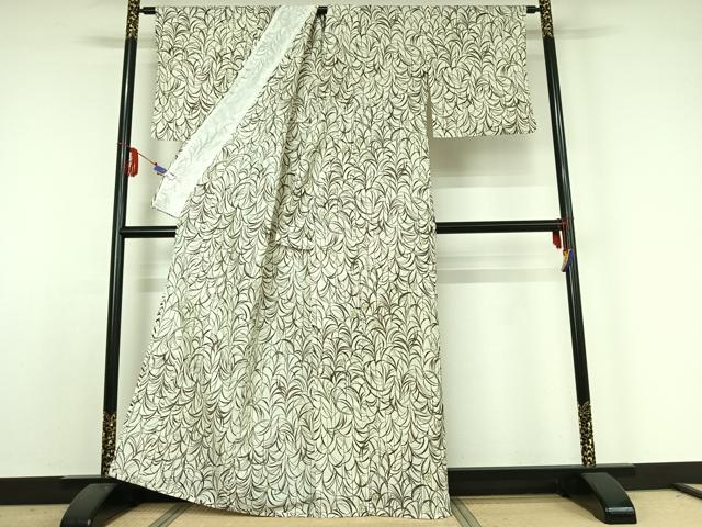 平和屋着物▽小紋 単衣 草花文 洗える着物 AABE4035jh