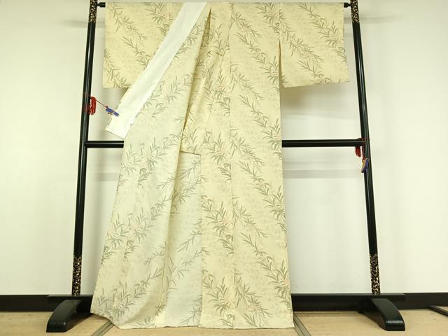 平和屋着物▽小紋 単衣 草葉文 洗える着物 AABE4036jh