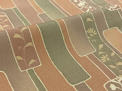 平和屋着物▽小紋　単衣　短冊花文　洗える着物　AABE4037jh