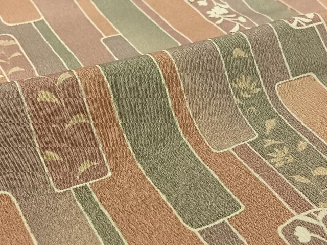 平和屋着物▽小紋　単衣　短冊花文　洗える着物　AABE4037jh