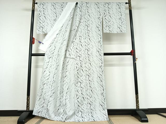 平和屋着物▽小紋 単衣 草葉文 洗える着物 AABE4039jh