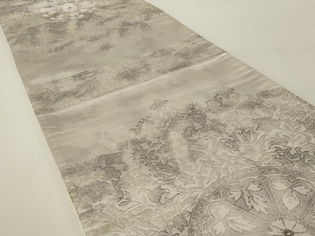 平和屋着物◎六通柄袋帯　宝相華　銀糸　正絹　逸品　AABE4055ou