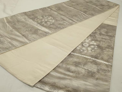 平和屋着物◎六通柄袋帯　宝相華　銀糸　正絹　逸品　AABE4055ou