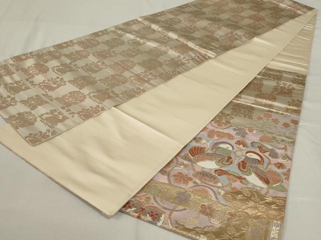 平和屋着物◎太鼓柄袋帯　道長鴛鴦花文　金糸　正絹　逸品　AABE4065ou