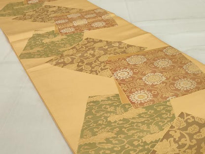 平和屋着物◎六通柄　本袋帯　色紙吉祥花文　金銀糸　正絹　逸品　AABE4068ou