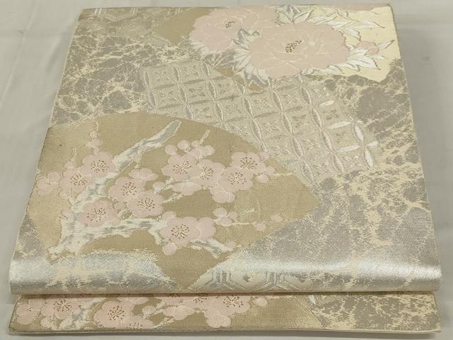 平和屋着物◎六通柄袋帯　地紙花文　金銀糸　正絹　逸品　AABE4069ou